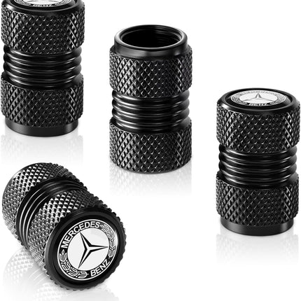 4 Pack Tire Valve Stem Caps for Mercedes-Benz AMG, Black, Corrosion Resistant