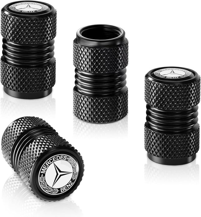 4 Pack Tire Valve Stem Caps for Mercedes-Benz AMG, Black, Corrosion Resistant