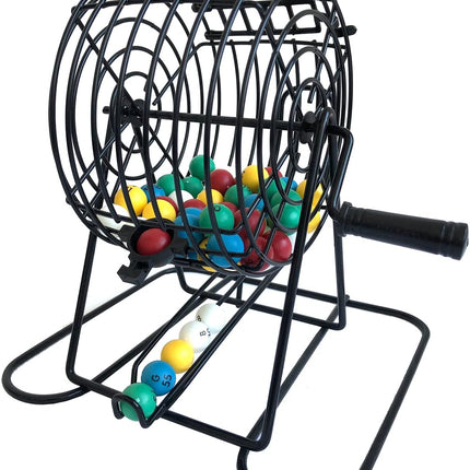Deluxe Bingo Game Set Metal Cage 500 Chips 100 Cards 75 Balls Party Game