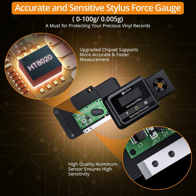 Turntable Stylus Force Gauge, 0.005g Precision, Touch Screen LCD, Nonmagnetic