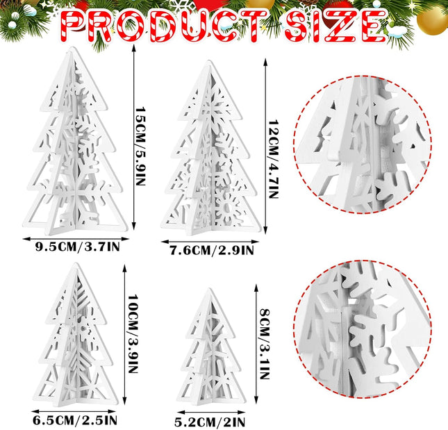 16PCS Wooden Christmas Trees, Rustic 3D Tabletop Decor for Xmas Centerpieces