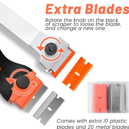 2 PCS Razor Blade Scraper – Tool for Removing Labels, Stickers, Grease & Tint