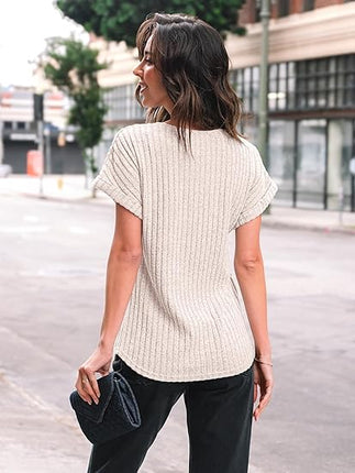 Women Summer Tops 2026 Spring Sweater Short Sleeve Dressy Casual Business Blouse