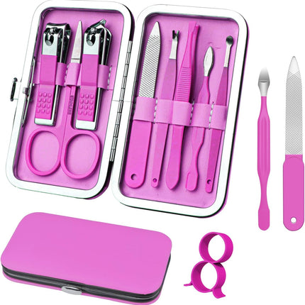 Professional 8-Piece Nail Clippers Set by RedFlow – Fingernail & Toenail Tools in Purple