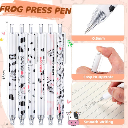 69 Pcs Cute Sticky Notes Set – Cartoon Pen, Stickers, Paperclips, Cow Design