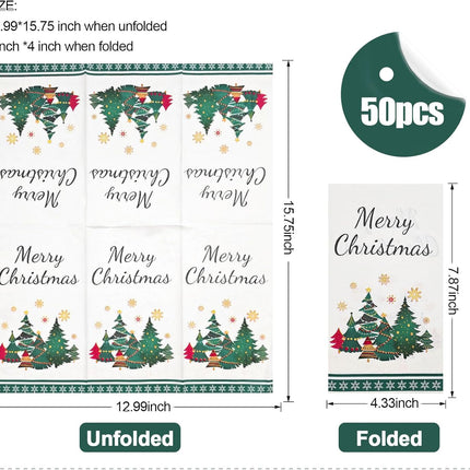 50-Pack Christmas Napkins – Disposable Santa Paper Napkins for Holiday Party