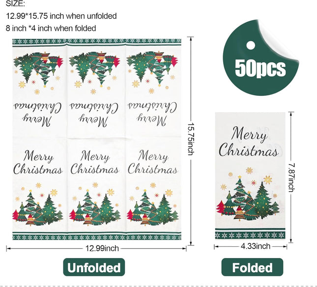 50-Pack Christmas Napkins – Disposable Santa Paper Napkins for Holiday Party