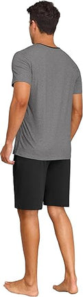 Men’s Summer Pajama Set Short Sleeve Shirt & Shorts Lightweight Sleepwear