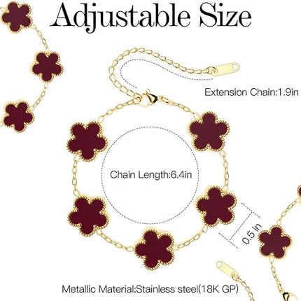 18K Gold Plated Clover Bracelet Set for Women Trendy Lucky Jewelry Gift
