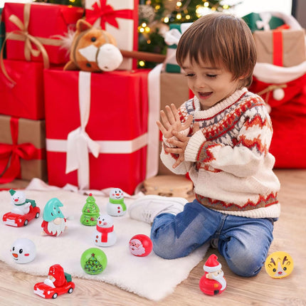 12PCS Christmas Pull Back Car Toys – Windup Holiday Party Favors for Kids