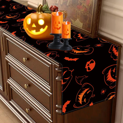 Halloween Pumpkin Table Runner 13x72in, Spooky Table Decor for Home & Parties