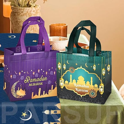 8PCS Eid Mubarak Reusable Gift Bags with Handles Ramadan Party Favor Bags