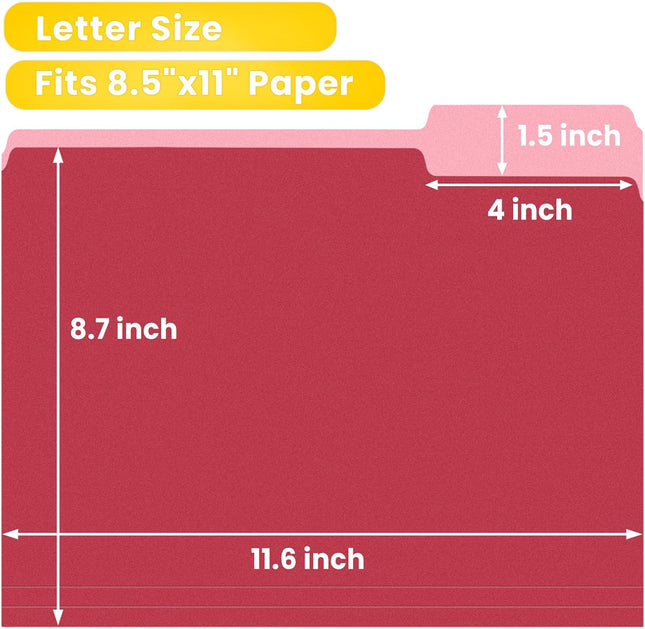 30-Pack Manila File Folders – 8.5x11, 6 Assorted Colors, Home & Office