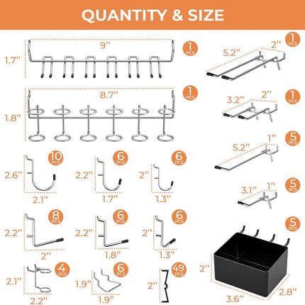 120PCS Pegboard Organizer Kit – Hooks & Bins for Garage, Tools & Wall Storage