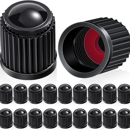 20 Pcs Tire Valve Stem Caps – Universal Black Plastic Covers for Cars, Bikes, Trucks
