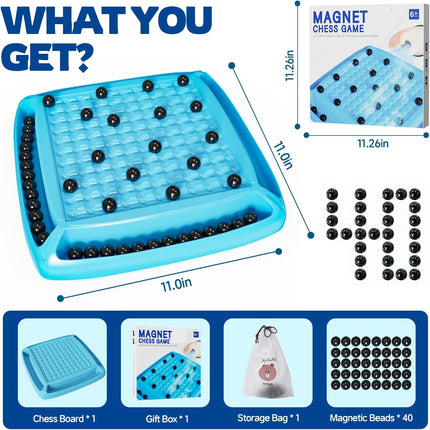 Magnetic Chess Game with 40 Pieces Family Board Game for Kids Adults Blue