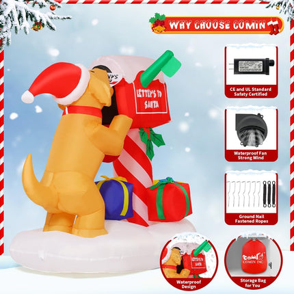 Christmas Yard Inflatable 5FT Dog and Newspaper Box Outdoor Decoration