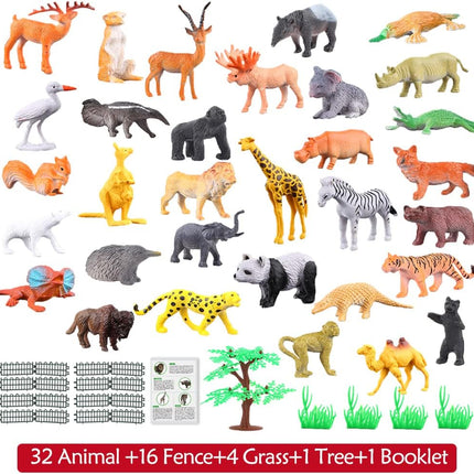 54-Piece Mini Jungle Animal Figure Set – Realistic Vinyl Toys for Kids