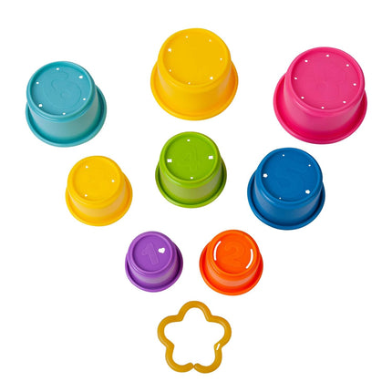 8 Colorful Stackable Cups – Baby Bath Toys & Toddler Learning Set