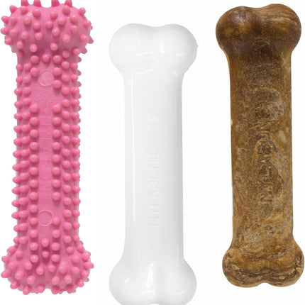 Puppy Chew Toys & Treats Triple Pack, Chicken & Bacon Flavor for Small Dogs