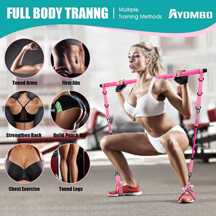 Pilates Workout Bar Kit: Adjustable Resistance Bands for Full-Body Strength Training at Home