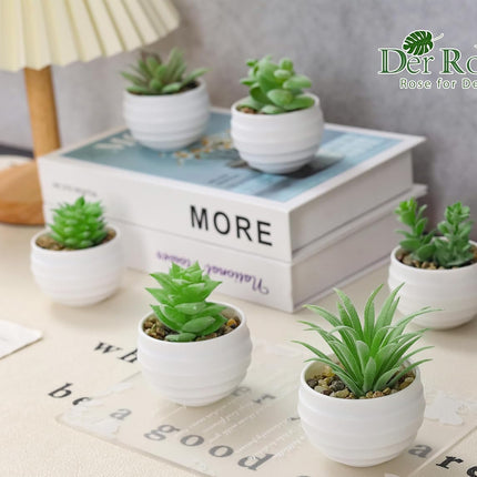 6-Piece Fake Succulent Plants – Bedroom, Living Room, Bathroom Decor