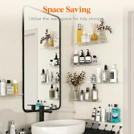 4-Pack Clear Floating Shelves – Organizer for Perfume, Makeup, Decor & More