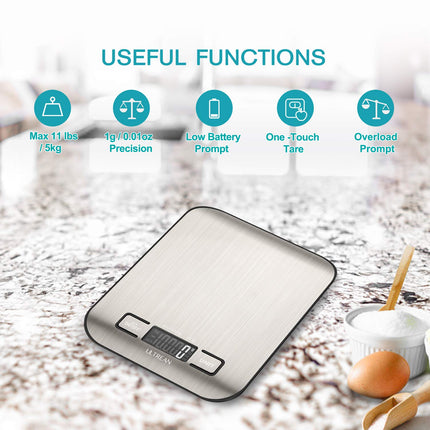 Food Scale Digital Kitchen Scale 11lb Stainless Steel LCD Baking Tare Function