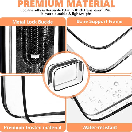 Clear Makeup Bag, TSA-Approved Travel Cosmetic Pouch with Zipper, PVC Organizer