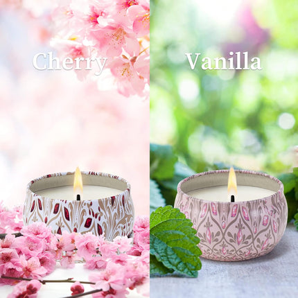 2 Pack Scented Candles 2.5 oz Cherry & Vanilla Natural Mini Stress Relief