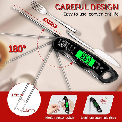 Digital Meat Thermometer – IP67 Waterproof, Backlight, Hold & Calibration