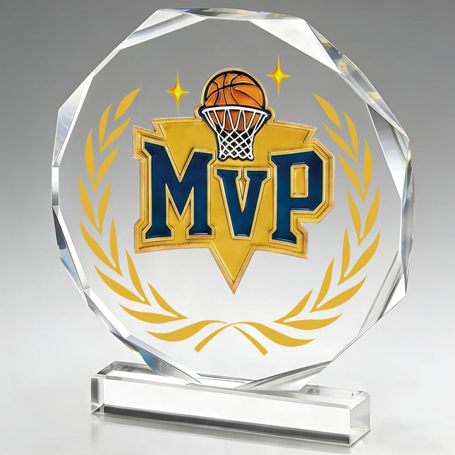 Basketball MVP Acrylic Trophy Award, 4.72 x 5.27 Inch Championship Sports Prize