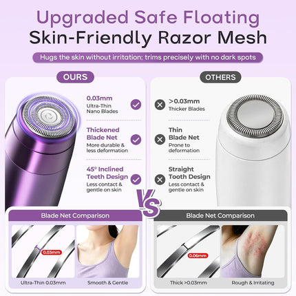 2-in-1 Bikini Trimmer for Women, IPX7 Waterproof Electric Razor, Rechargeable Body Shaver