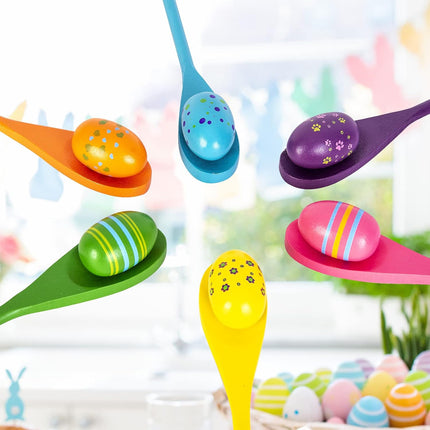 6-Player Easter Egg & Spoon Race Game – Kids Party Favor & Lawn Game Set