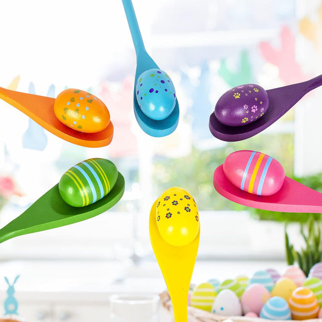 6-Player Easter Egg & Spoon Race Game – Kids Party Favor & Lawn Game Set
