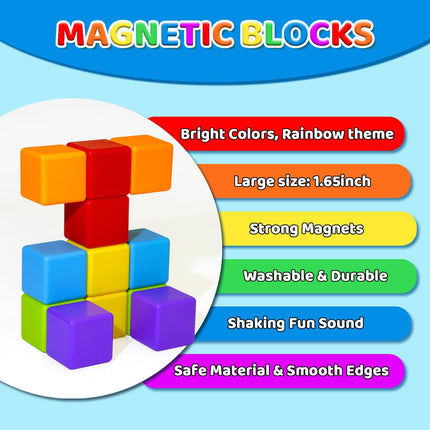 Magnetic Building Blocks – Large 1.65" Stacking Cubes for Toddlers 1–3 (12PCS)