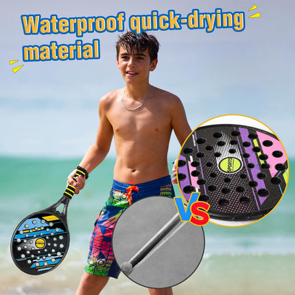 Kids Beach Pickle Ball Set Waterproof Paddles with 3 Balls Outdoor Game