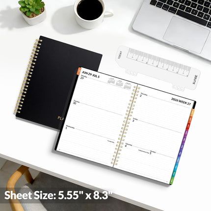 Weekly Monthly Academic Planner 2026-2027 6.4x8.3 Spiral Bound Black Organizer