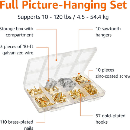 220-Piece Brass Picture Hanging Hardware Assortment Kit