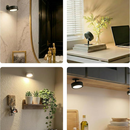 2 Pack Rechargeable LED Wall Sconces Black Dimmable 3000mAh Remote Touch Control