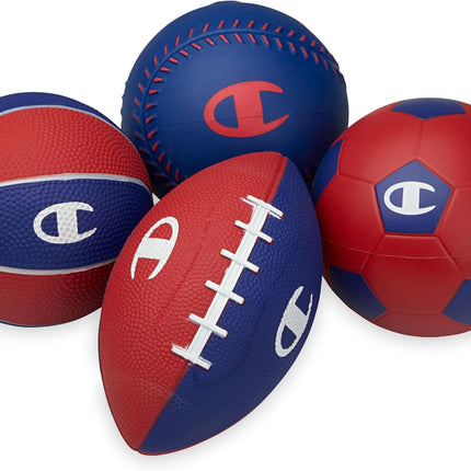 All-Weather Mini Sports Balls 4-Pack – Soccer, Basketball, Football & Baseball