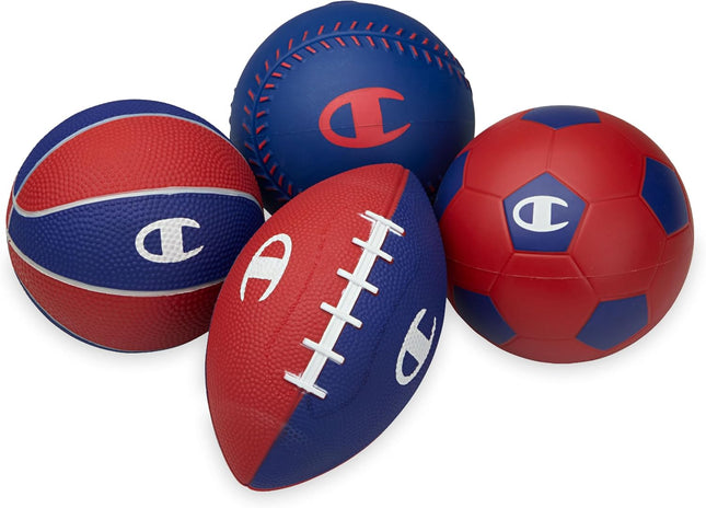 All-Weather Mini Sports Balls 4-Pack – Soccer, Basketball, Football & Baseball