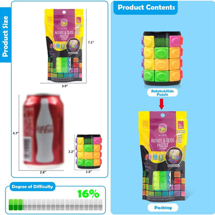 Rotate and Slide Puzzle Fidget Toy 8 Color Brain Teaser Sensory Game