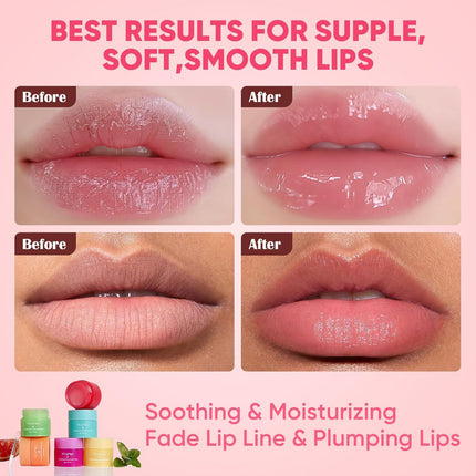 6 Pack Lip Sleeping Mask Overnight Hydrating Treatment for Dry Lips Women