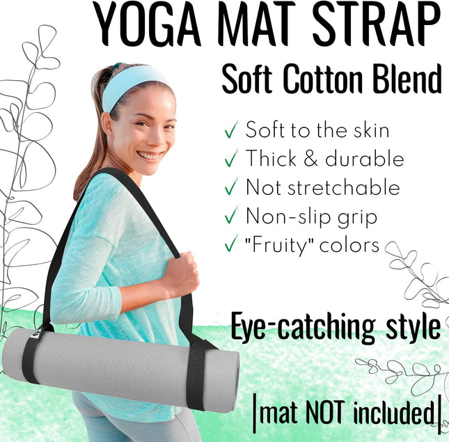Cotton Yoga Mat Sling Strap Adjustable Holder for Fitness and Pilates