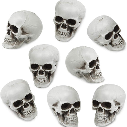 8-Piece Halloween Skull Decorations, 1.8x1.8x2.4in Realistic Skeleton Head Decor