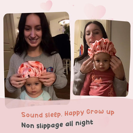 Baby Satin Bonnet Sleep Cap, Reversible Adjustable Silk Hat for Toddlers