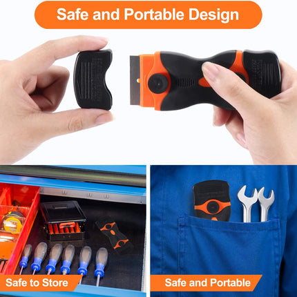 2-Pack Razor Blade Scraper – 2-in-1 Tool with Plastic & Metal Blades