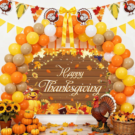 Autumn Harvest Backdrop for Photos – Pumpkin, Fruit & Thanksgiving Decor