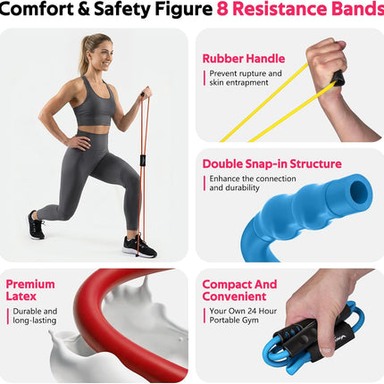 Elastic Figure 8 Resistance Bands: 3-Pack for Arm, Shoulder Stretching & Fitness Workouts